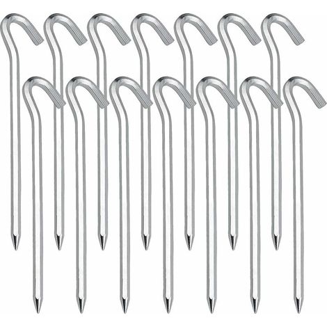 Sardines Piquet Piquets de Tente en de Fixation Sol Crochet pour De Camping Jardinage18cm 14 pièces 18cm Acier (1/5)