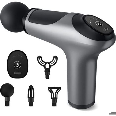 Pistolet de massage musculaire, 4 têtes, 6 vitesses, massage en profondeur pour soulager la douleur (1/5)