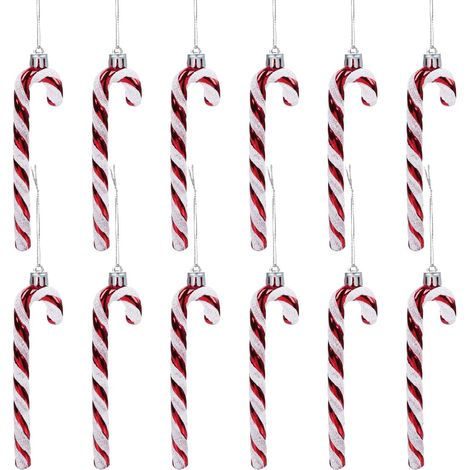 Pendentifs pour sapin de Noël en forme canne à sucre décorations et ornements originaux f 12 pièces (1/5)