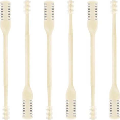 Rifinitore per peli del naso, set di accessori da bagno da 6 pezzi, in plastica e acciaio inossidabile, 2 in 1, rotazione a 360° con spazzola morbida per la pulizia, set da bagno per uomo e donna (1/5)