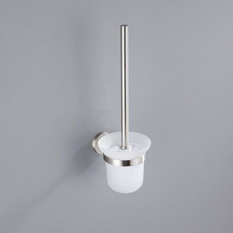 FugaFlow Eccelente Ensemble d’accessoires WC 3 pièces - porte-rouleau WC avec couvercle - brosse WC - crochet à serviette simple rond - Acier