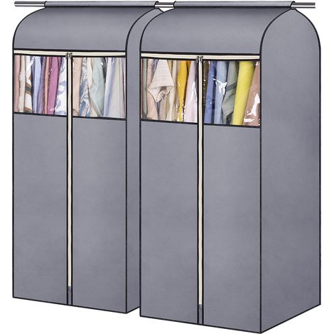 Sac de Rangement Suspendu - 54 Pouces - Pour Manteaux Costumes Vestes - Fenêtre PVC Transparente - Fermeture Éclair Métallique - 2 Pièces (1/5)