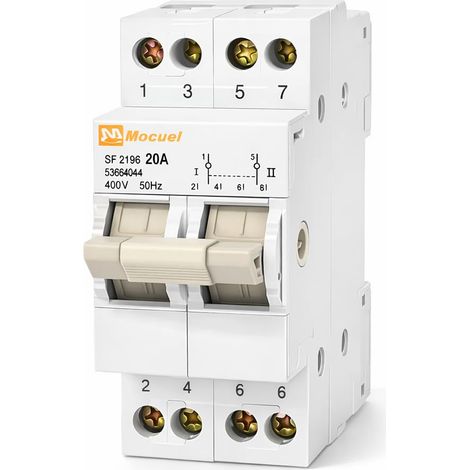 WEBMATEL Conmutador Modular 2P 20A 230V Carril DIN 3 Posiciones 1-0-2 (1/5)