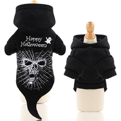 Vêtements d'Halloween pour animaux de compagnie, manteau à capuche en pur coton pour chats et chiens, automne et hiver, pour noël, pâques（M）