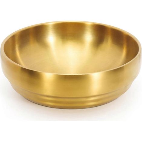 Große goldene Suppenschüssel aus Edelstahl, 35 oz (ca. 1 l) doppelwandig, auch als Sashimi-Schale geeignet.