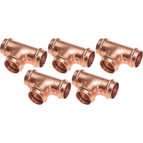 Lot de 5 raccords cuivre à sertir Tés égaux Femelle Ø16 (1/3)