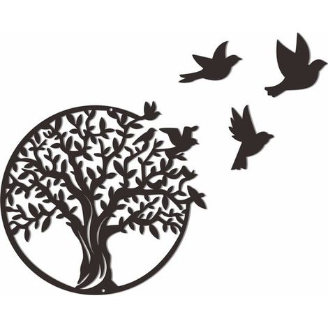 Árbol de la Vida, Negro, 3030 cm, pequeño, Navidad, Sala de estar, Metal, Letrero de pared, Decoración de pared en blanco y negro, Arte de pared (1/5)