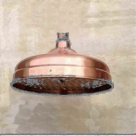 Pommeau de douche en cuivre, 20 cm de diamètre, pommeau de douche fixe haute pression avec angle réglable, effet pluie - Or (1/5)