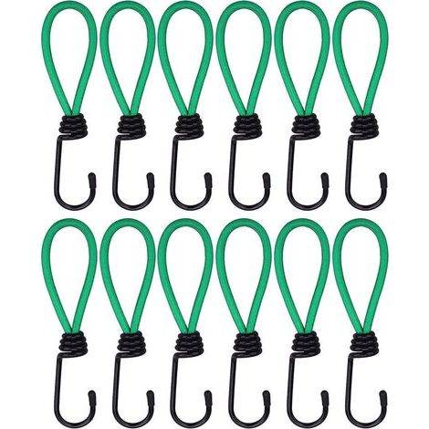 12 Pièces Crochet Tendeur, Tendeur Crochet Tendeurs élastique Camping avec Crochet, Sangle Élastique pour Bâches (1/5)