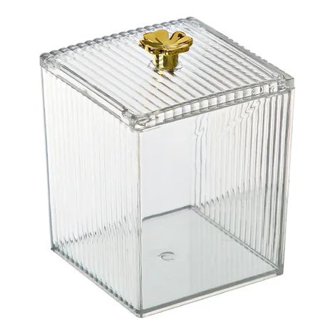 Boîte de rangement pot de salle de bain coton-tige stockage acrylique contenant carré coton cosmétique bouffée de poudre boîte de rangement boîte de coton cosmétique