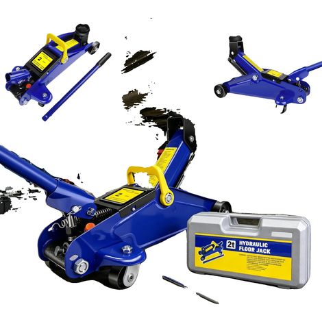 Gatos hidráulicos, capacidad de 2 toneladas, altura de elevación ajustable, color azul. (1/5)
