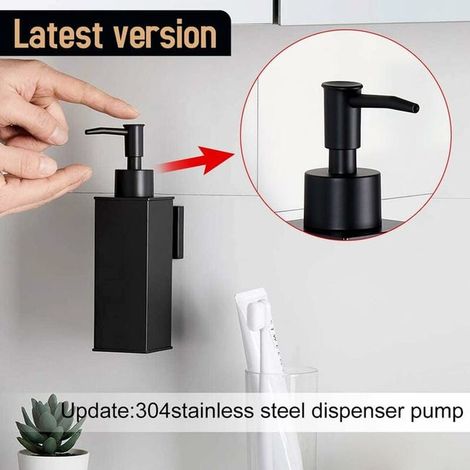 Distributore di sapone da parete in acciaio inox 304, 1 pezzo, nero opaco, per l'uso quotidiano (1/2)