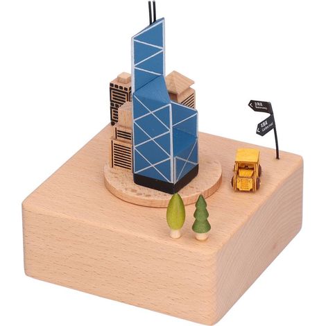 Spieluhr aus Buchenholz, innovatives architektonisches Design, ideal als Geschenk für Zuhause oder das Büro. (1/5)