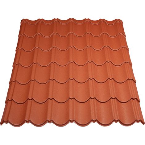 Panneau tuile facile 1030 X 950 MM en acier galvanisé laqué mat - Coloris - Brun rouge mat, Largeur - 950 mm, Longueur - 1030 mm