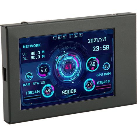 Mini écran USB IPS 3,5 pouces pour la surveillance de la température du processeur et de la RAM d'un ordinateur, compatible avec AIDA64, Raspberry Pi, Linux et Windows. (1/5)