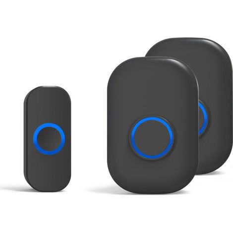 Campanello wireless impermeabile, campanello elettronico impermeabile IP44, 32 melodie, 4 livelli di volume, nero (da uno a due) (1/4)