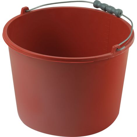 Seau de chantier rouge, poignée en plastique, 16 L, rond, fond renforcé, Vorstahl (1/2)