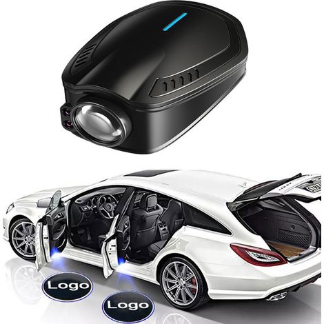 (1 pièce - pour BMW) Lampe décorative LED rechargeable universelle pour portière de voiture, projecteur laser logo fantôme, accessoire auto, éclairage pour véhicule. (1/5)