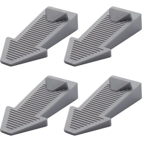 4 pièces Cale Porte Sol Caoutchouc, Antidérapante Bloc Hauteur Réglable Arrêt de Porte, Non Toxique, Non Odeur, pour Carrelage, Sol - Gris (1/5)