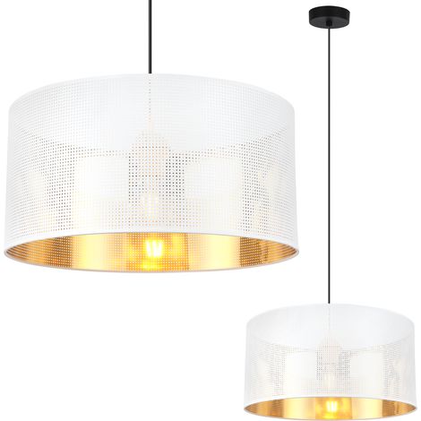 LAMPADA A SOSPENSIONE ASTI NERO 1 PARALUME BIANCO ORO PIATTO 40CM