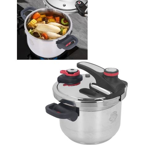 Autocuiseur domestique avec interrupteur rotatif réglable à 2 vitesses, poignée pliable, fond multicouche, convient aux plaques à induction et à la cuisson à flamme nue, décompression manuelle, acier (1/5)