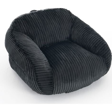 Poltrona sacco per adulti in velluto a costine morbido, senza montaggio, color grigio scuro (1/5)