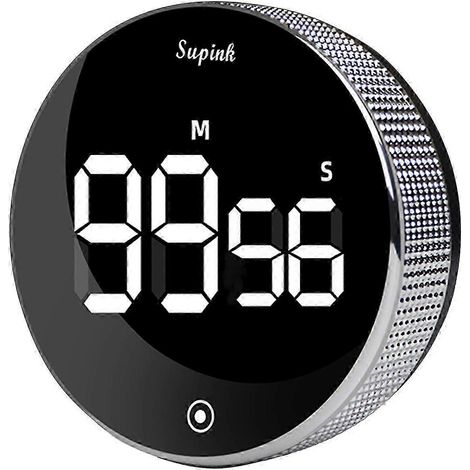 Minuteur numérique LED avec compte à rebours manuel, réveil, chronomètre magnétique, pour la douche. (1/4)