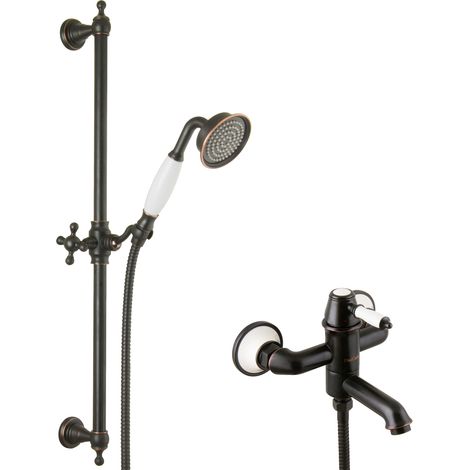 PaulGurkes Robinet de baignoire rétro noir avec ensemble de douche (1/5)