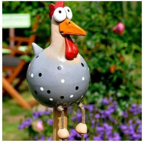 Lustige, dekorative Hühnerfigur für Zaun, Garten und Terrasse, 1 Stück (1/4)