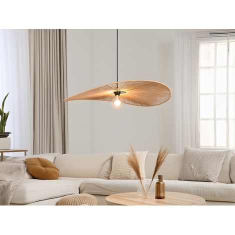 Große LED Pendelleuchte geflochten aus Papiergarn, Lampenschirm Ø 78cm (1/5)