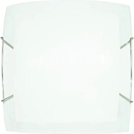 Plafonnier 2xE27 Crochets Fil d'Acier Plaque Verre Blanc-Transparent E-Energy Elisa