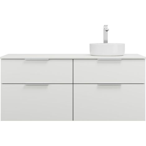 burgbad Eqio lavabo à poser en céramique rond, droite, meuble (1/2)