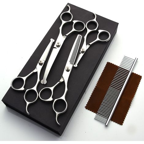 Edelstahl-Tierpflegeschere, 7-teiliges Set – Silber