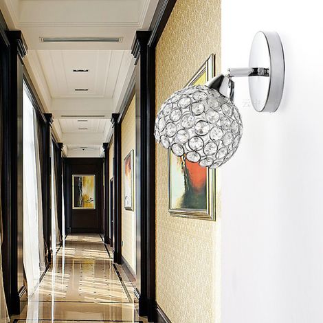 Ortviai Applique murale ronde en cristal et métal argentée avec variateur de couleur (blanc chaud/naturel/froid) et douille G9 (1/5)