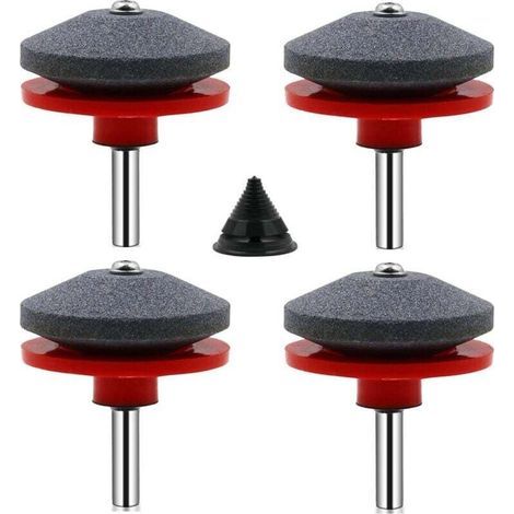 4 Pièces Affuteur Lame Tondeuse Gazon Universel Aiguiseur de Tondeuse Accessoires pour Tondeuses avec 1Pcs Kit D'équilibrage de Lame,50 x 47mm (1/5)