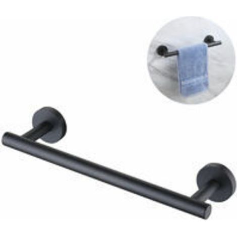 Porte-serviettes mural, porte-serviettes de salle de bain, porte-serviettes de 30 cm, acier inoxydable SUS-304, finition noire mate (1/4)