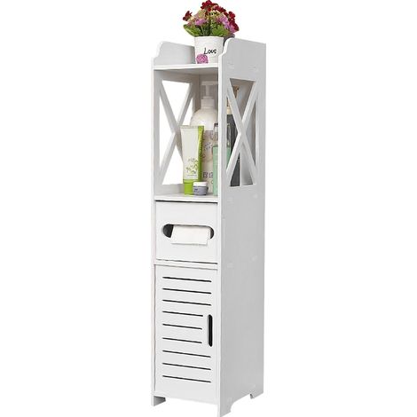 Armadietto Bagno da Terra,Haloyo®,Mobile da pavimento da bagno,Mobiletto Bagno,per soggiorno,cucina,20 x 20 x 80 cm,bianco (1/5)