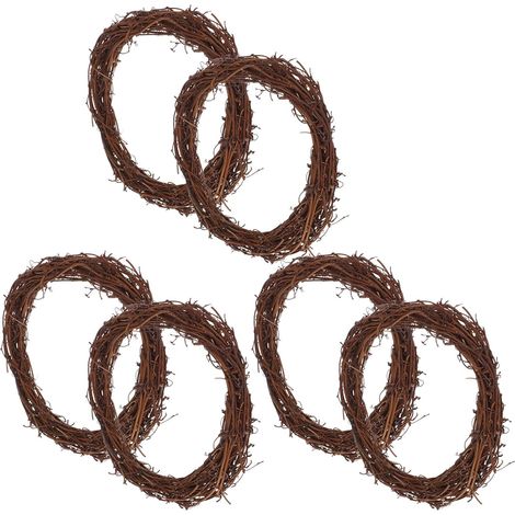 Lot de 6 Couronnes en Rotin Naturel 25 CM – Cadre Rond Tissé à la Main pour Décoration de Noël Mariage et Loisirs Créatifs – Couronnes à Suspendre pour Porte D’Entrée et (1/5)