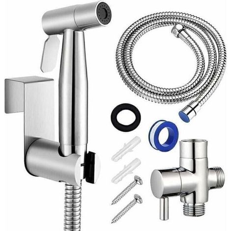 Rociador de bidé portátil para inodoro, rociador de mano de acero inoxidable para baño, adecuado para rociar pañales de tela, ducha vaginal (1/5)