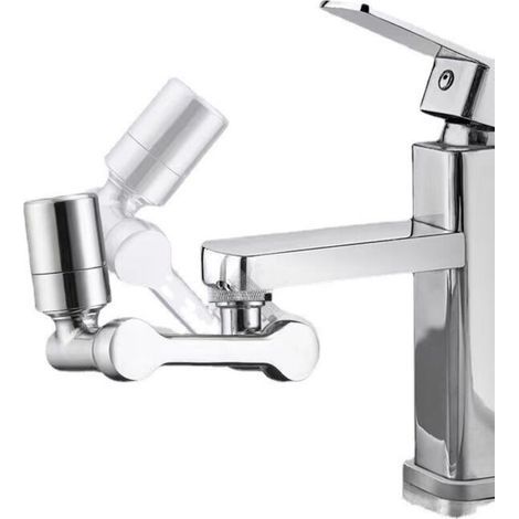 Robinet de rallonge pivotant à 1080° robinet multifonctionnel régulateur de jet robinet pivotant rallonge avec mousseur 2 modes robinet adaptateur avec mousseur universel en laiton (1/4)