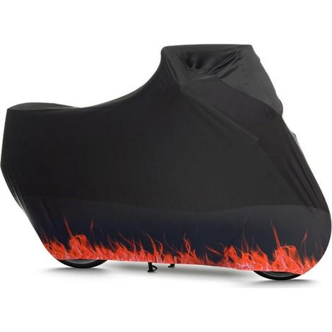 Motorrad Abdeckplane Stretch Stoff Innen Staubschutz Orange Flammenmuster XL (1/5)