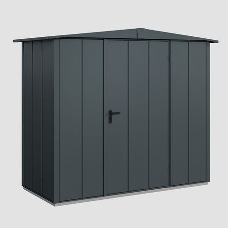 Hörmann Ecostar Metall-Gerätehaus Elegant mit Satteldach Typ 1, 259 x 121 cm, anthrazitgrau, 2,6 m², 1-flüglige Tür