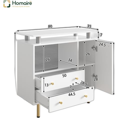 Flur- Garderobenschrank weiß aus Polyester 80 x 35 x 80 cm HOMAIRE (1/5)