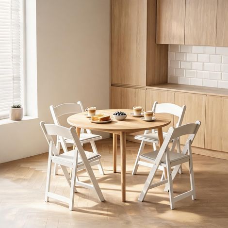 Blanc lot de 4 chaises pliantes en résine avec coussins (1/5)