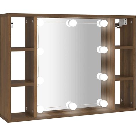 Maison Exclusive - Armoire à miroir avec LED Chêne marron 76x15x55 cm (1/5)