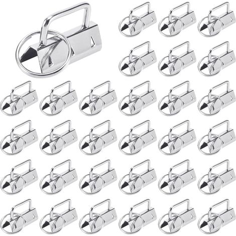 Lot de 30 clips en métal argenté pour sangle de sangle, pièces perforées en métal, clips avec bordure, clips porte-clés (1/5)