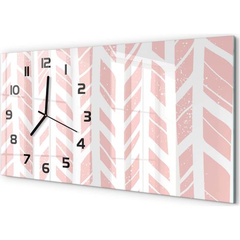 Horloge Murale Originale 60x30 cm Verre Trempé Cadeau Maison Moderne Motif à chevrons (1/5)