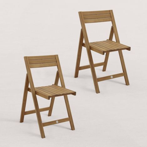 Lot de 2 chaises de jardin pliantes en bois Julie (1/5)