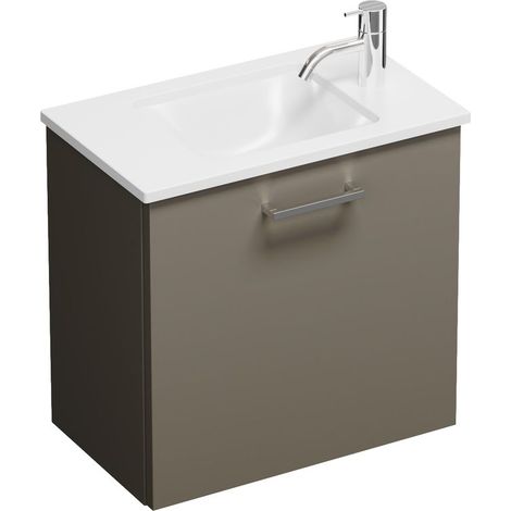 Burg Eqio Mineralguss-WT+WT-Unterschrank Grau Hochglanz/Alpinweiß GRP95