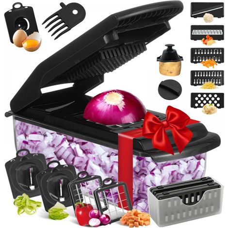 18-teiliges multifunktionales Gemüseschneider-Set – Komplett schwarze Edition (1/5)